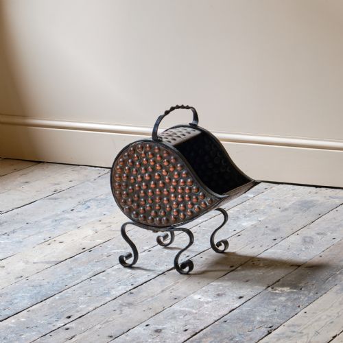 ARTS AND CRAFTS WROUGHT IRON AND COPPER COAL SHUTTLE - ADDITIONAL PHOTO 8