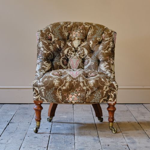 19TH CENTURY GILLOWS SLIPPER CHAIR IN ORIGINAL FABRIC - ADDITIONAL PHOTO 1