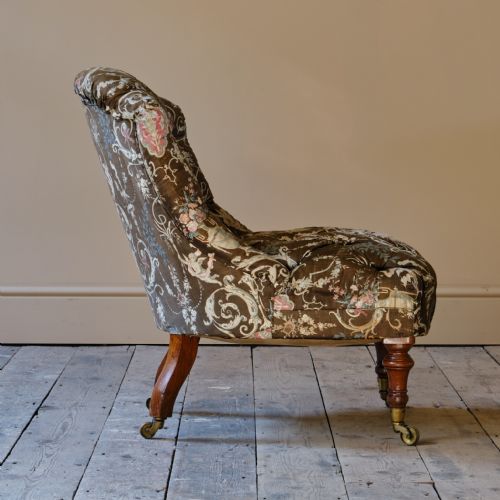 19TH CENTURY GILLOWS SLIPPER CHAIR IN ORIGINAL FABRIC - ADDITIONAL PHOTO 2