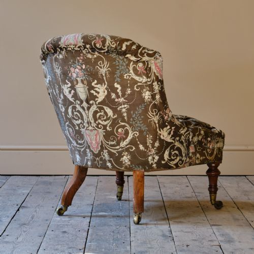 19TH CENTURY GILLOWS SLIPPER CHAIR IN ORIGINAL FABRIC - ADDITIONAL PHOTO 3