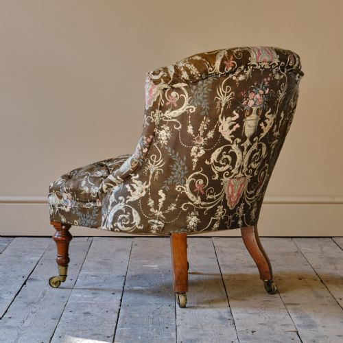 19TH CENTURY GILLOWS SLIPPER CHAIR IN ORIGINAL FABRIC - ADDITIONAL PHOTO 5