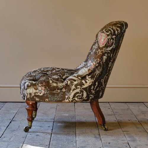 19TH CENTURY GILLOWS SLIPPER CHAIR IN ORIGINAL FABRIC - ADDITIONAL PHOTO 6
