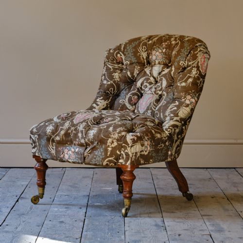 19TH CENTURY GILLOWS SLIPPER CHAIR IN ORIGINAL FABRIC - ADDITIONAL PHOTO 7