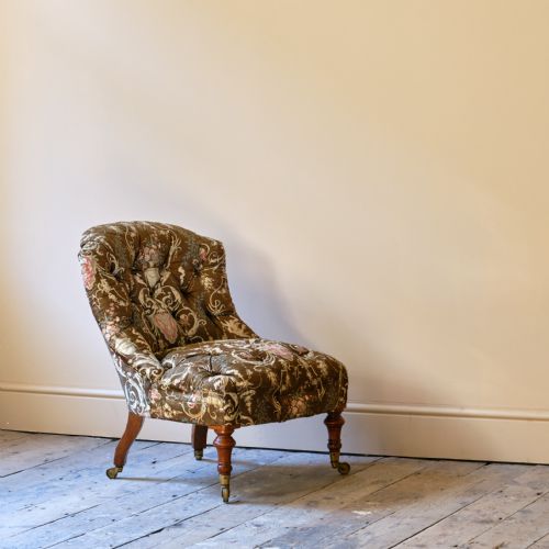 19TH CENTURY GILLOWS SLIPPER CHAIR IN ORIGINAL FABRIC - ADDITIONAL PHOTO 8