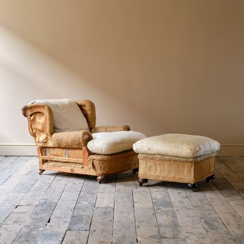 HARRODS COUNTRY HOUSE ARMCHAIR AND FOOTSTOOL - ADDITIONAL PHOTO 1