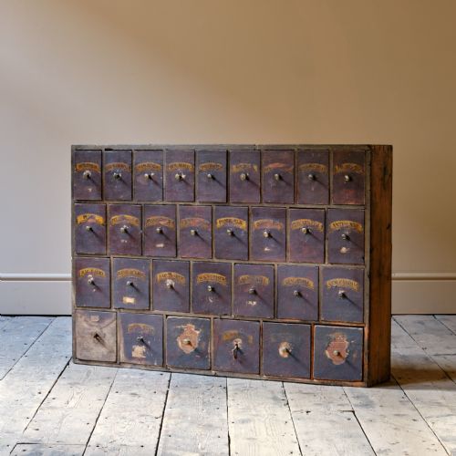 19TH CENTURY BANK OF APOTHECARY DRAWERS