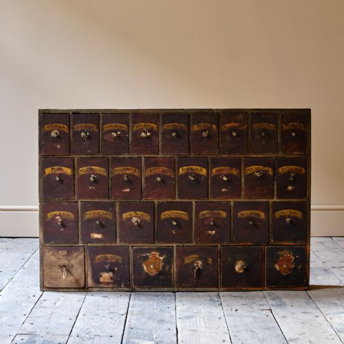 19TH CENTURY BANK OF APOTHECARY DRAWERS - ADDITIONAL PHOTO 1