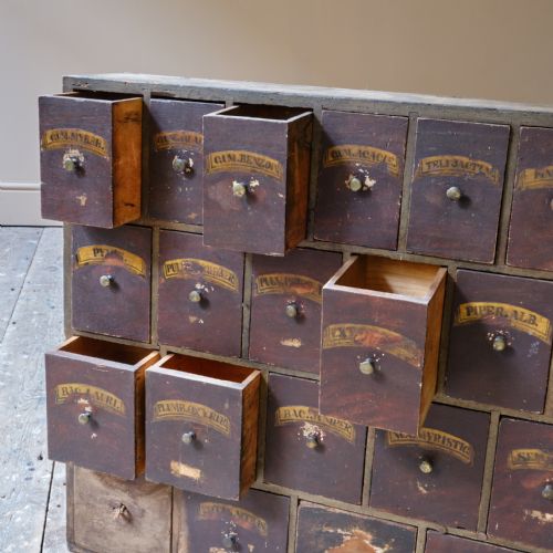 19TH CENTURY BANK OF APOTHECARY DRAWERS - ADDITIONAL PHOTO 9