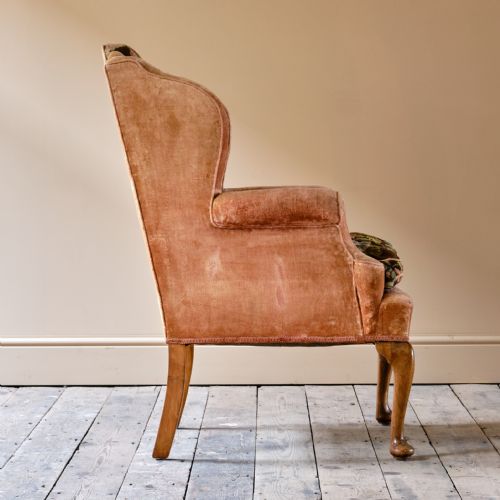 ANTIQUE EARLY 20TH CENTURY WINGBACK ARMCHAIR - ADDITIONAL PHOTO 3