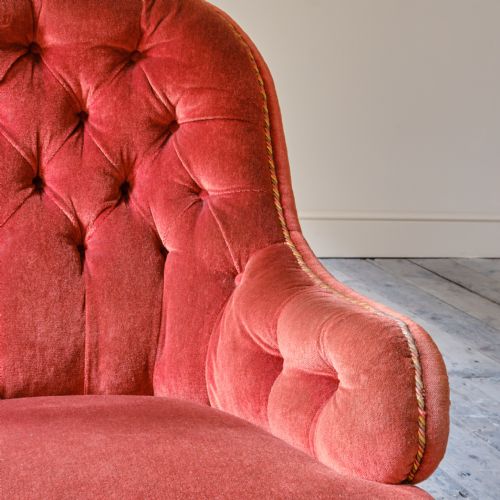 19TH CENTURY RED VELVET IRON BACK ARMCHAIR - ADDITIONAL PHOTO 9