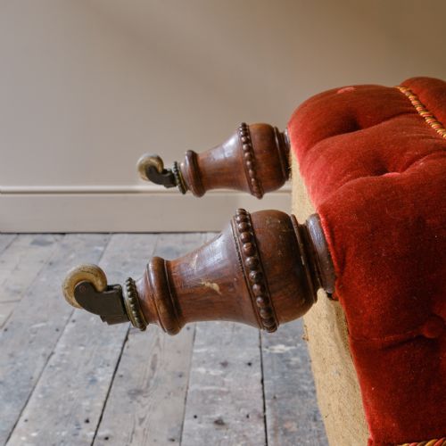 19TH CENTURY RED VELVET IRON BACK ARMCHAIR - ADDITIONAL PHOTO 10