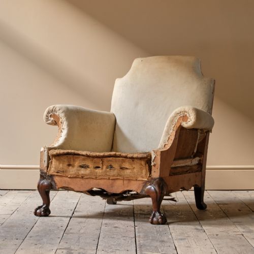 ANTIQUE DEEP SEATED COUNTRY HOUSE ARMCHAIR C1900 - ADDITIONAL PHOTO 1