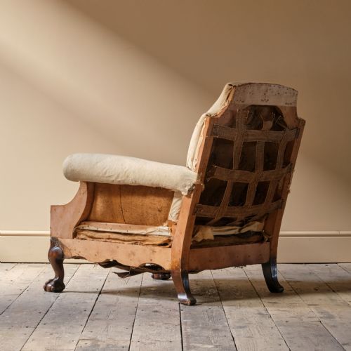 ANTIQUE DEEP SEATED COUNTRY HOUSE ARMCHAIR C1900 - ADDITIONAL PHOTO 5