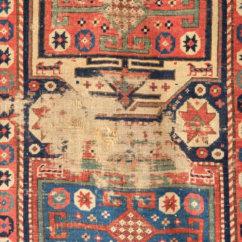 LARGE ANTIQUE CROOKED KAZAK RUG RUNNER - ADDITIONAL PHOTO 1