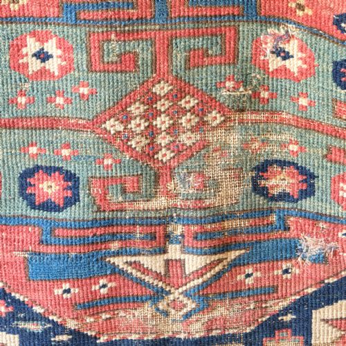 LARGE ANTIQUE CROOKED KAZAK RUG RUNNER - ADDITIONAL PHOTO 2