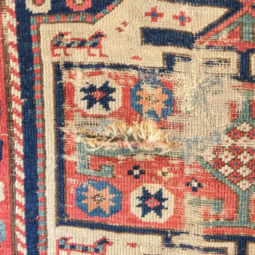 LARGE ANTIQUE CROOKED KAZAK RUG RUNNER - ADDITIONAL PHOTO 4
