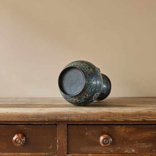 ANTIQUE EASTERN CHAMPLEVE ENAMEL AND BRONZE VASE - ADDITIONAL PHOTO 6