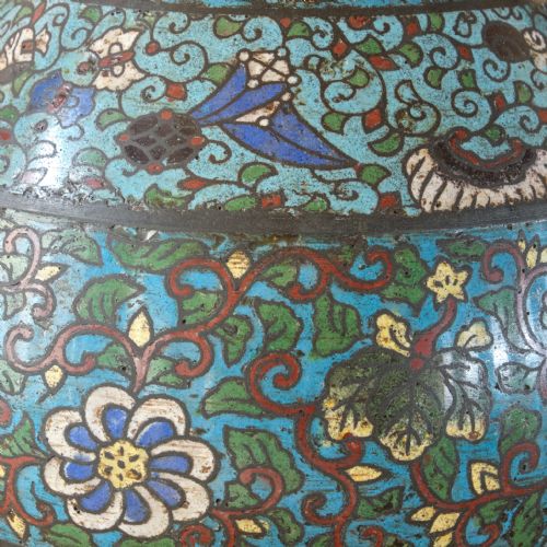 ANTIQUE EASTERN CHAMPLEVE ENAMEL AND BRONZE VASE - ADDITIONAL PHOTO 8