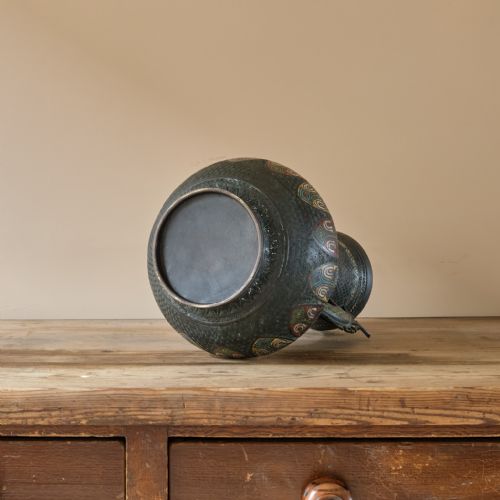 ANTIQUE EASTERN CHAMPLEVE ENAMEL AND BRONZE VASE - ADDITIONAL PHOTO 5