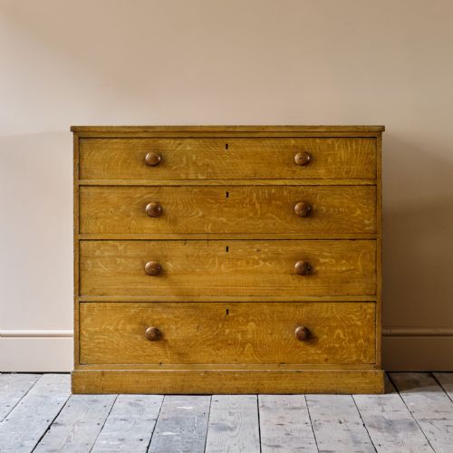 MID 19TH CENTURY PINE CHEST OF DRAWERS IN ORIGINAL PAINT