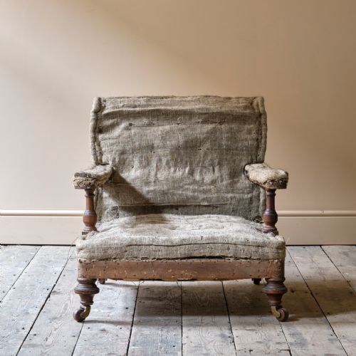 19th century howard and sons style open armchair - CATEGORY: ANTIQUE CHAIRS - DATED 19TH CENTURY
