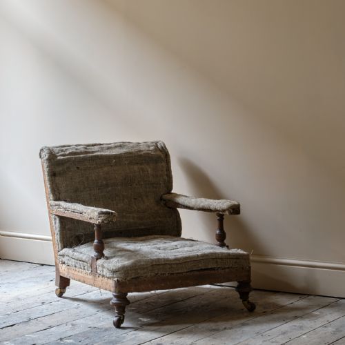 19TH CENTURY HOWARD AND SONS STYLE OPEN ARMCHAIR - ADDITIONAL PHOTO 8
