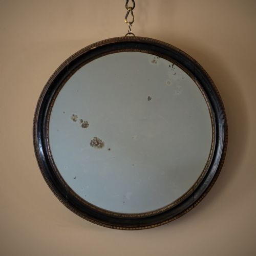 EARLY 19TH CENTURY EBONIZED GILT MIRROR