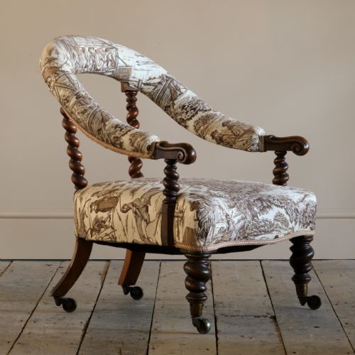 HINDLEY SONS WALNUT ARMCHAIR C1850