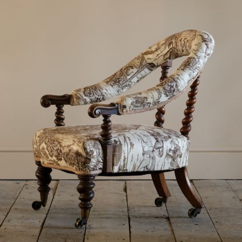 HINDLEY SONS WALNUT ARMCHAIR C1850 - ADDITIONAL PHOTO 3