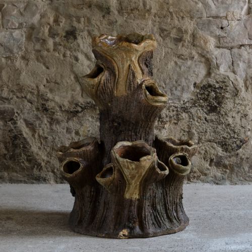 19th century faux bois strawberry planter - CATEGORY: ANTIQUE CERAMICS - DATED 19TH CENTURY