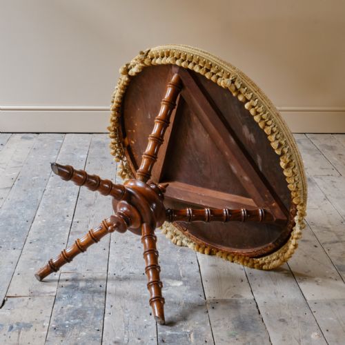 19TH CENTURY SIMULATED BAMBOO GYPSY SIDE TABLE IN ANTIQUE VELVET - ADDITIONAL PHOTO 2