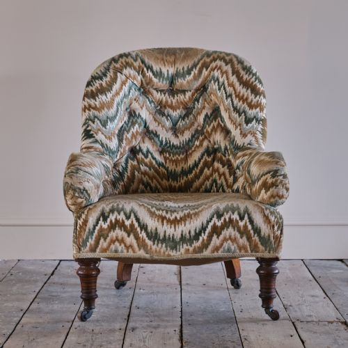 19TH CENTURY IRON BACK ARMCHAIR