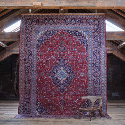 LARGE HAND KNOTTED KASHAN AREA RUG - ADDITIONAL PHOTO 1
