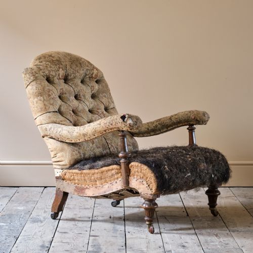 19TH CENTURY OPEN ARMCHAIR - ADDITIONAL PHOTO 4