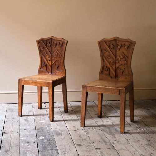 PAIR OF 19TH CENTURY ARMORIAL HALL CHAIRS - ADDITIONAL PHOTO 2