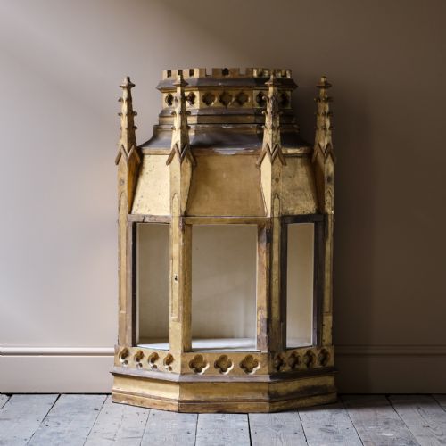 LARGE 19TH CENTURY GOTHIC GILT PINE CUPBOARD