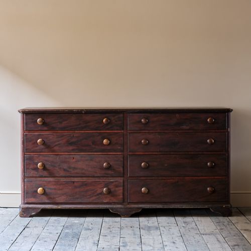HUGE SIMULATED ROSEWOOD PINE BANK OF DRAWERS - ADDITIONAL PHOTO 2