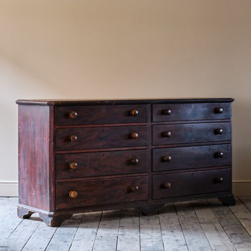 HUGE SIMULATED ROSEWOOD PINE BANK OF DRAWERS - ADDITIONAL PHOTO 4