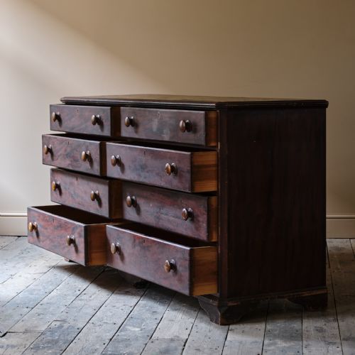HUGE SIMULATED ROSEWOOD PINE BANK OF DRAWERS - ADDITIONAL PHOTO 8