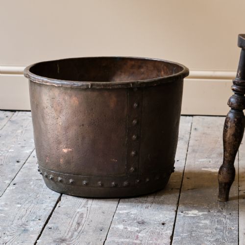 A 19TH CENTURY RIVETTED COPPER LOG BIN - ADDITIONAL PHOTO 8