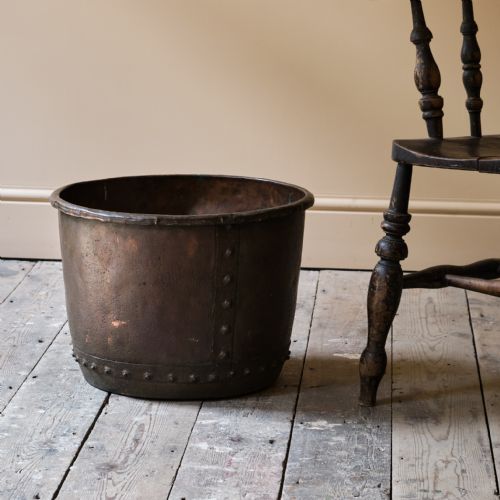 A 19TH CENTURY RIVETTED COPPER LOG BIN - ADDITIONAL PHOTO 9