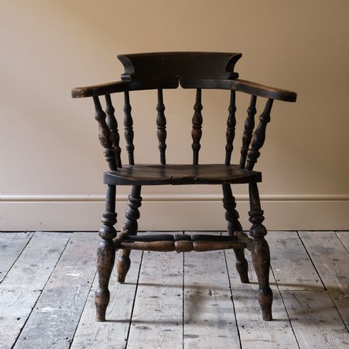 19TH CENTURY ELM SMOKERS BOW WINDSOR CHAIR - ADDITIONAL PHOTO 1