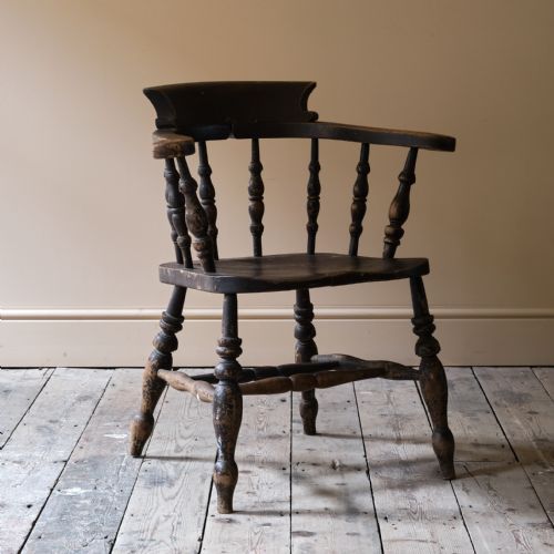 19TH CENTURY ELM SMOKERS BOW WINDSOR CHAIR - ADDITIONAL PHOTO 2