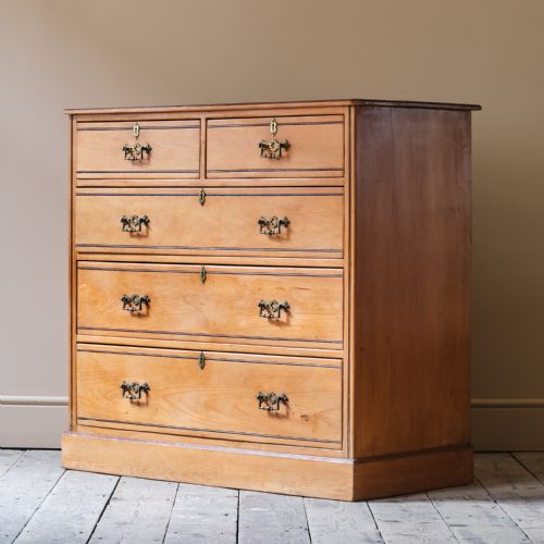 19TH CENTURY AESTHETIC MOVEMENT ASH CHEST OF DRAWERS - ADDITIONAL PHOTO 2