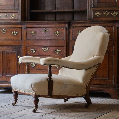 ANTIQUE HAMPTON SONS OPEN ARMCHAIR - ADDITIONAL PHOTO 6