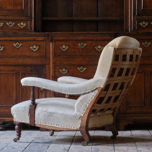 ANTIQUE HAMPTON SONS OPEN ARMCHAIR - ADDITIONAL PHOTO 15