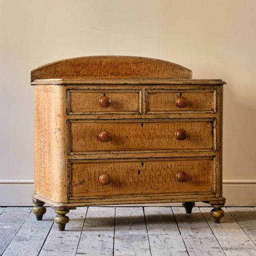 ANTIQUE PINE CHEST OF DRAWERS IN ORIGINAL PAINT - ADDITIONAL PHOTO 6