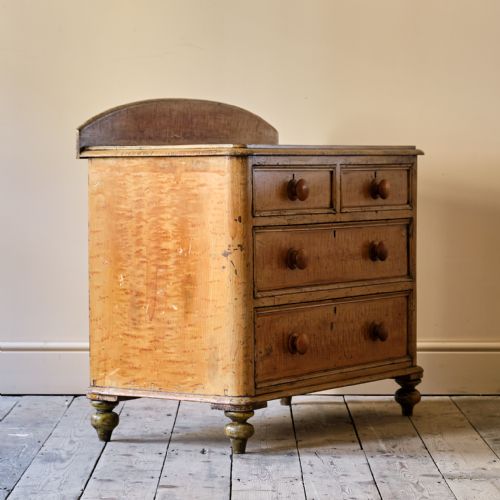 ANTIQUE PINE CHEST OF DRAWERS IN ORIGINAL PAINT - ADDITIONAL PHOTO 7