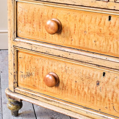 ANTIQUE PINE CHEST OF DRAWERS IN ORIGINAL PAINT - ADDITIONAL PHOTO 12