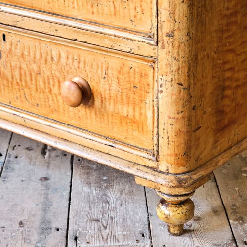 ANTIQUE PINE CHEST OF DRAWERS IN ORIGINAL PAINT - ADDITIONAL PHOTO 13